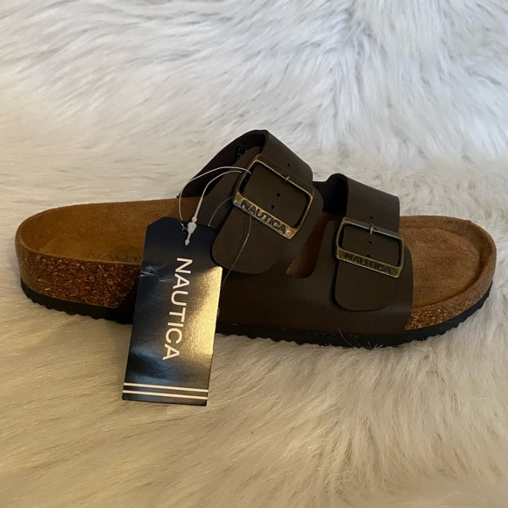 Nautica Triun Shoes Sandals Size 7 Women’s Slip On Buckle Open Toe Brown New